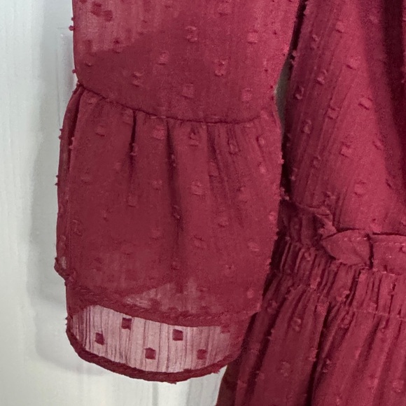 Zara Maroon dress size Small with embroidered floral pattern - Picture 6 of 12